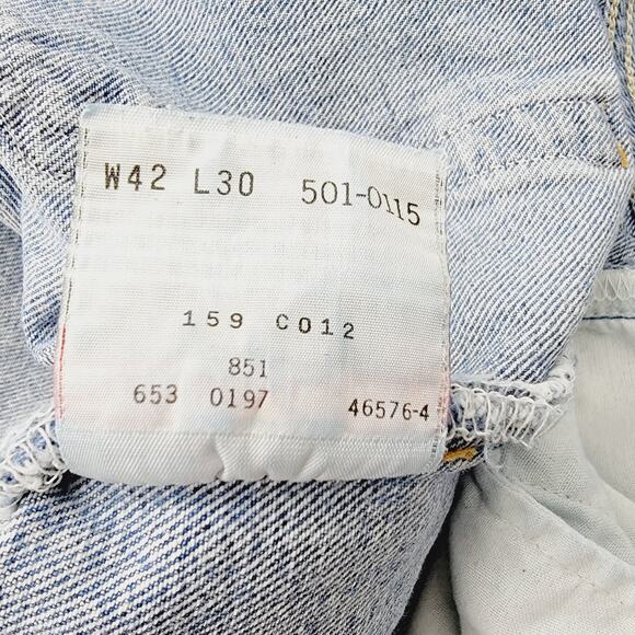 LEVI'S 501 *VINTAGE* 90s Button Fly 100% Cotton Straight Leg Jeans W42 L30 (27) - Picture 5 of 6